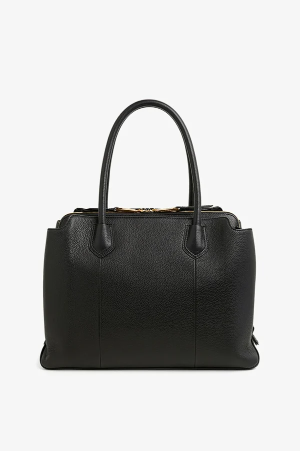 Jasper Conran Ada Work Shoulder Tote Bag Black Fine Grain Clearance