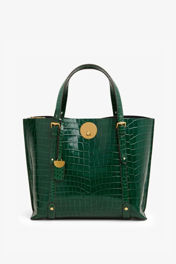 Jasper Conran Alexis Leather Croc Grab Tote Bag Black Croc Large Online