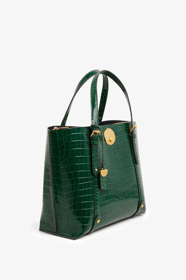 Jasper Conran Alexis Leather Croc Grab Tote Bag Black Croc Large Online