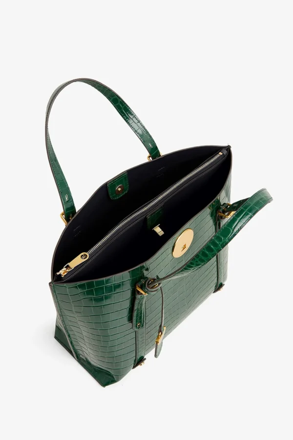 Jasper Conran Alexis Leather Croc Grab Tote Bag Black Croc Large Online