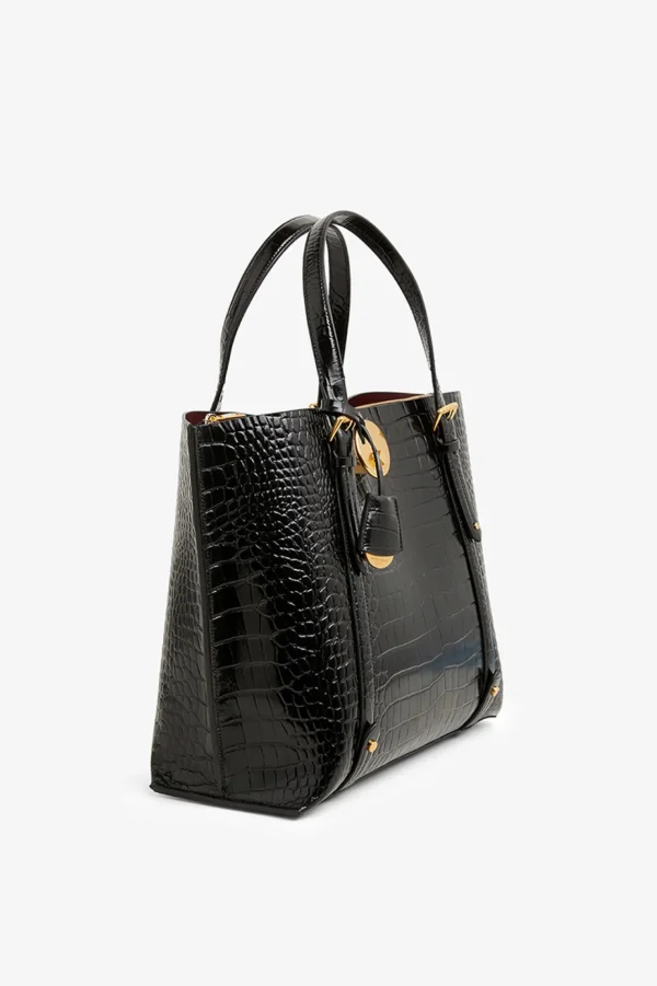 Jasper Conran Alexis Leather Croc Grab Tote Bag Black Croc Large Online