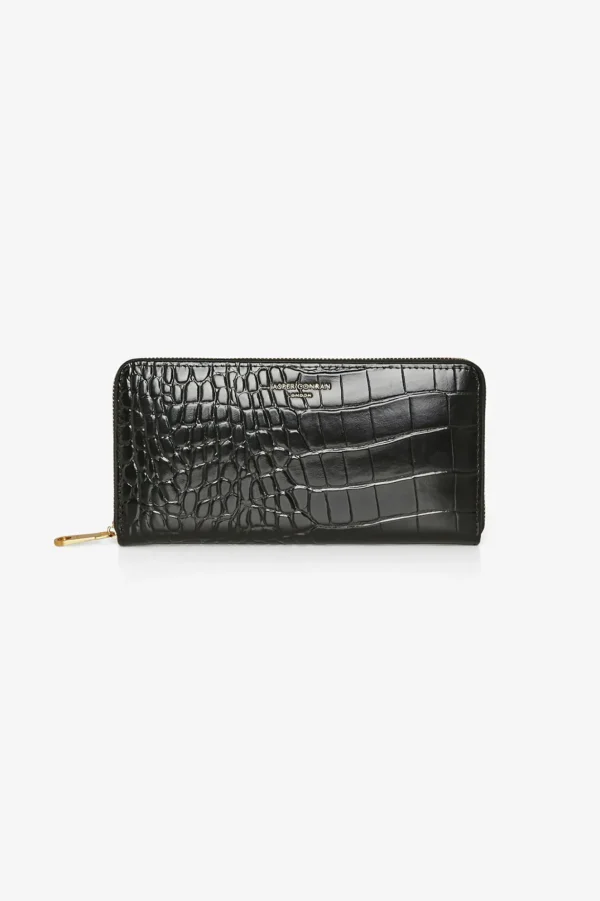 Jasper Conran Alexis Leather Large Croc Zip Round Purse Flash Sale