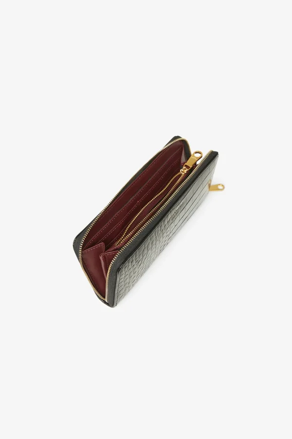 Jasper Conran Alexis Leather Large Croc Zip Round Purse Flash Sale