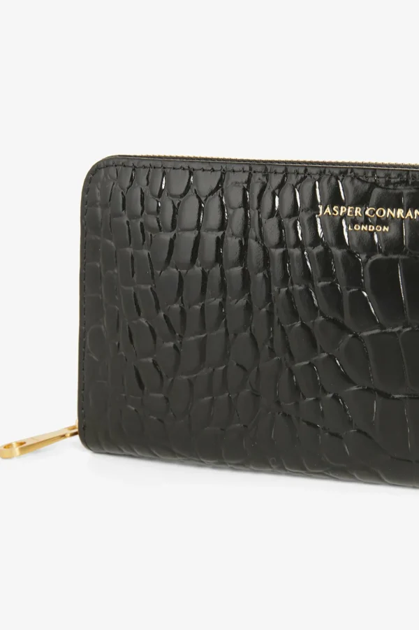 Jasper Conran Alexis Leather Large Croc Zip Round Purse Flash Sale