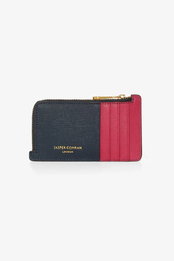 Jasper Conran Astrid Leather Zip Coin & Card Holder Red Orange Fashion