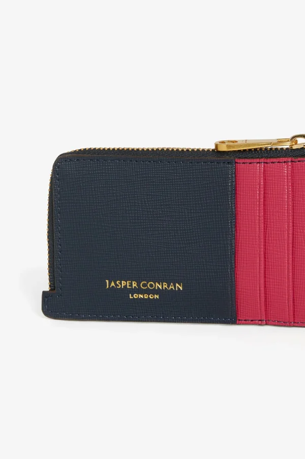 Jasper Conran Astrid Leather Zip Coin & Card Holder Red Orange Fashion