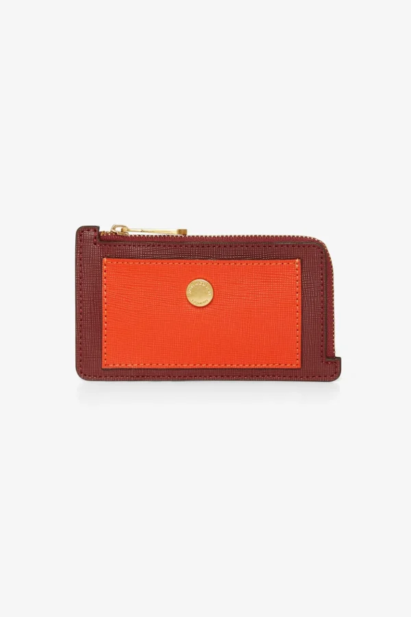 Jasper Conran Astrid Leather Zip Coin & Card Holder Red Orange Fashion