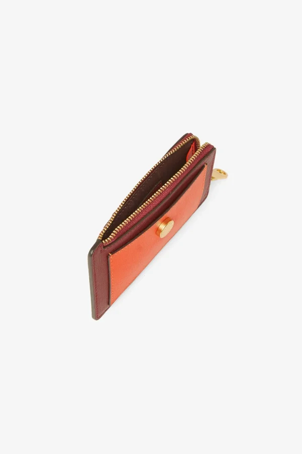 Jasper Conran Astrid Leather Zip Coin & Card Holder Red Orange Fashion