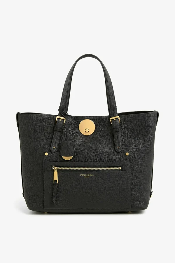 Jasper Conran Aubrey Shopper Tote Bag Black Natural Grain New