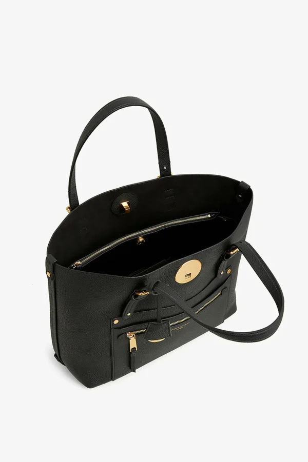 Jasper Conran Aubrey Shopper Tote Bag Black Natural Grain New