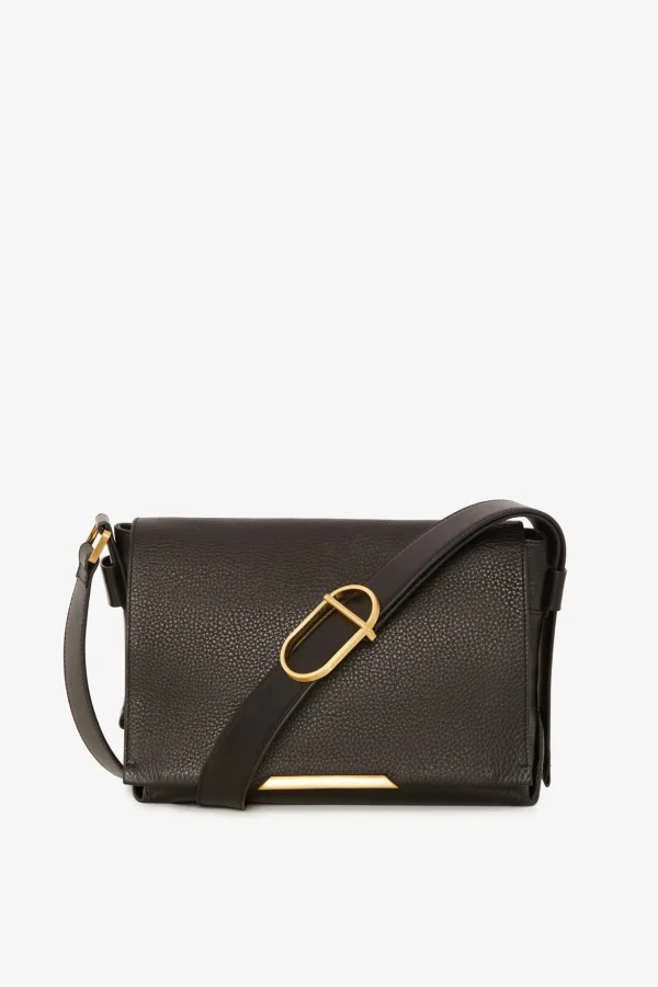 Jasper Conran Beatrix Leather Flap Messenger Black Flash Sale