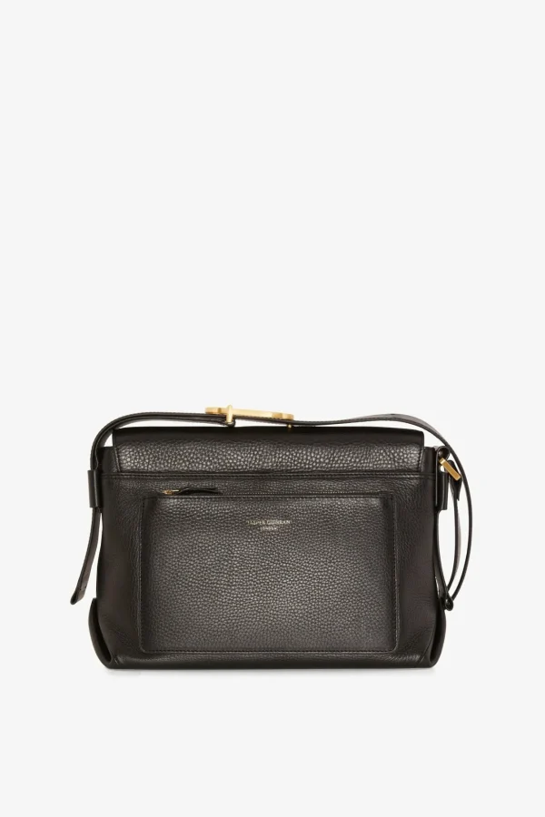 Jasper Conran Beatrix Leather Flap Messenger Black Flash Sale