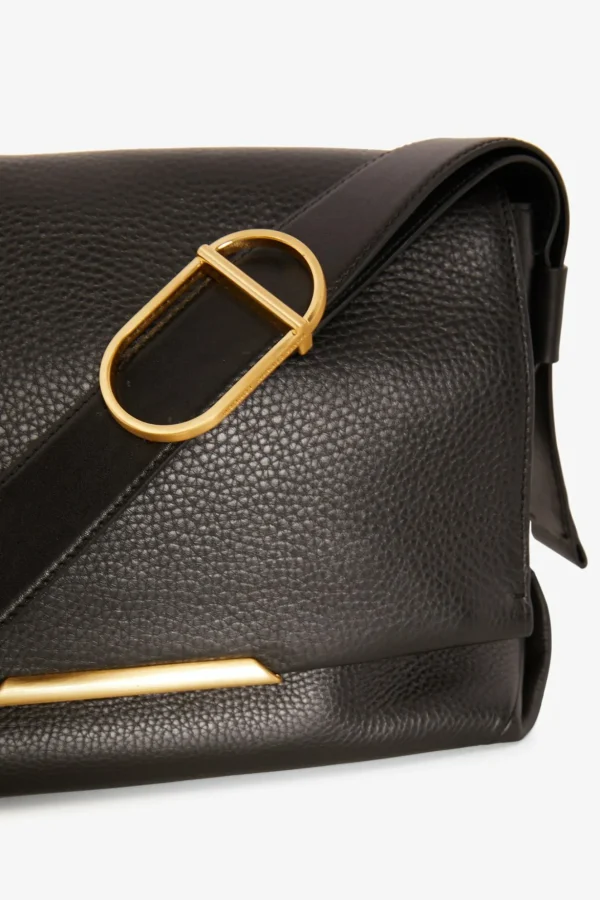 Jasper Conran Beatrix Leather Flap Messenger Black Flash Sale