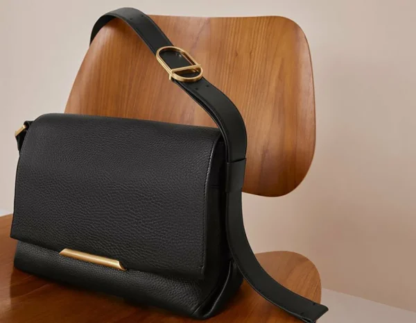Jasper Conran Beatrix Leather Flap Messenger Black Flash Sale