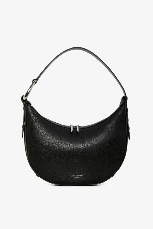 Jasper Conran Bee Leather Scoop Shoulder Bag Black New