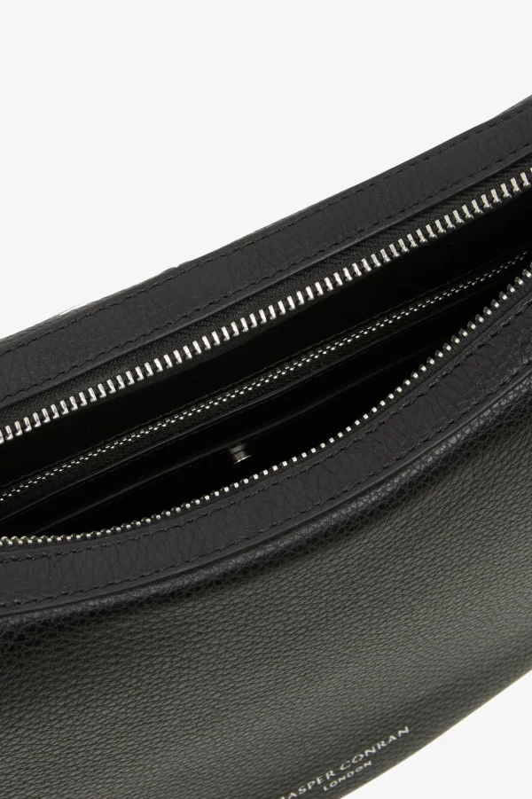 Jasper Conran Bee Leather Scoop Shoulder Bag Black New