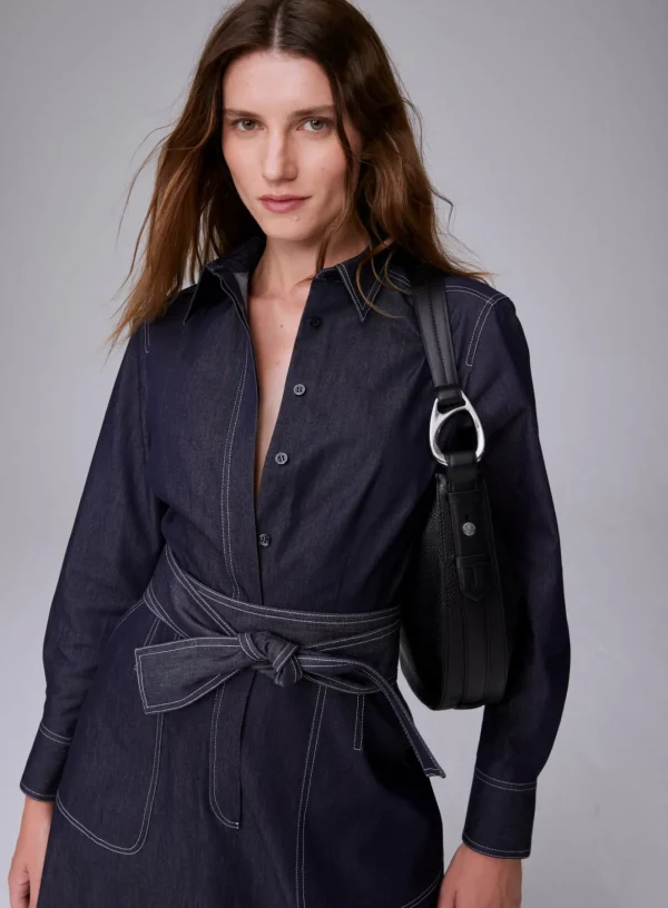Jasper Conran Bee Leather Scoop Shoulder Bag Black New