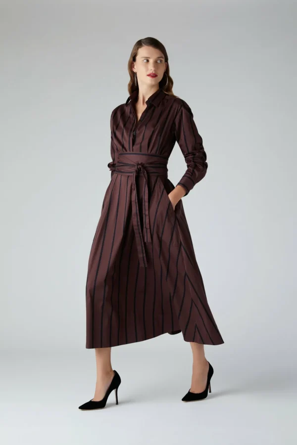 Jasper Conran Blythe Stripe Full Skirt Shirt Dress Hot