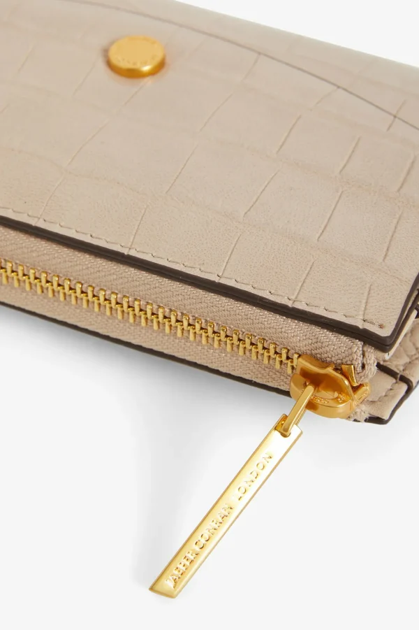 Jasper Conran Brianna Croc Medium Zip Around Purse Camel Best Sale