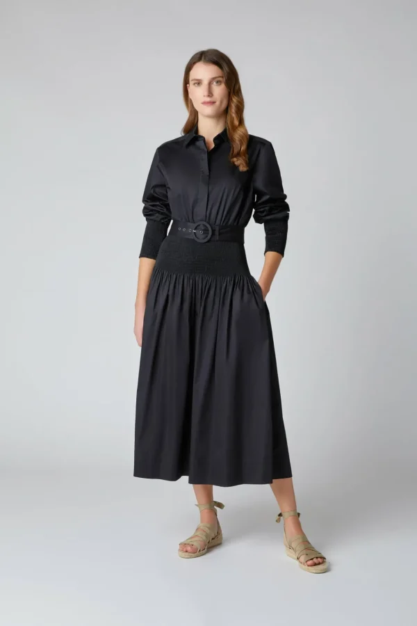 Jasper Conran Carrie Shirred Waist Shirt Dress Black Flash Sale