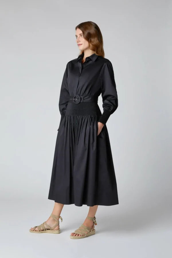 Jasper Conran Carrie Shirred Waist Shirt Dress Black Flash Sale