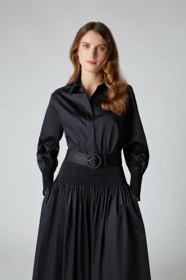 Jasper Conran Carrie Shirred Waist Shirt Dress Black Flash Sale