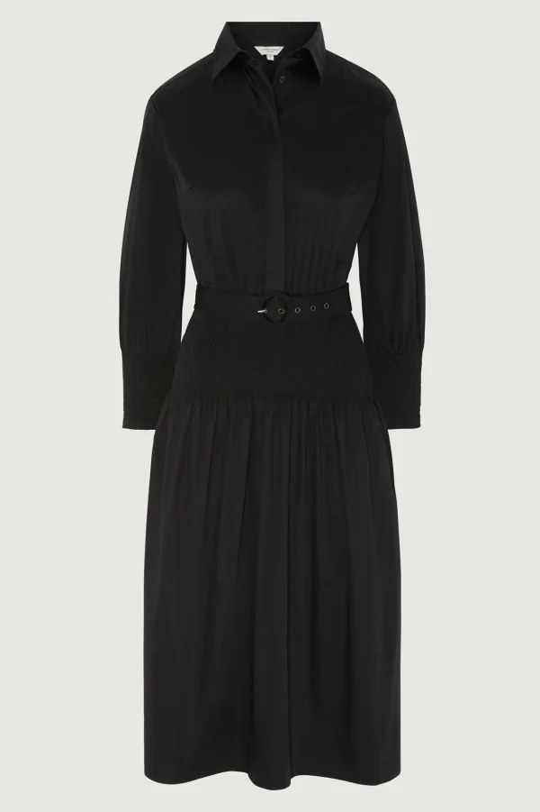 Jasper Conran Carrie Shirred Waist Shirt Dress Black Flash Sale
