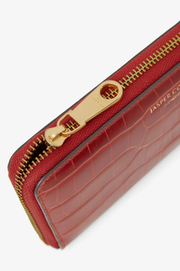 Jasper Conran Celia Leather Croc Large Purse Red Celia Croc Large Purse Flash Sale