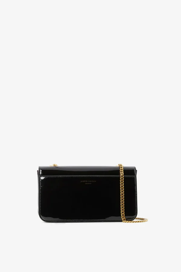 Jasper Conran Celia Leather Patent Chain Strap Evening Bag Outlet