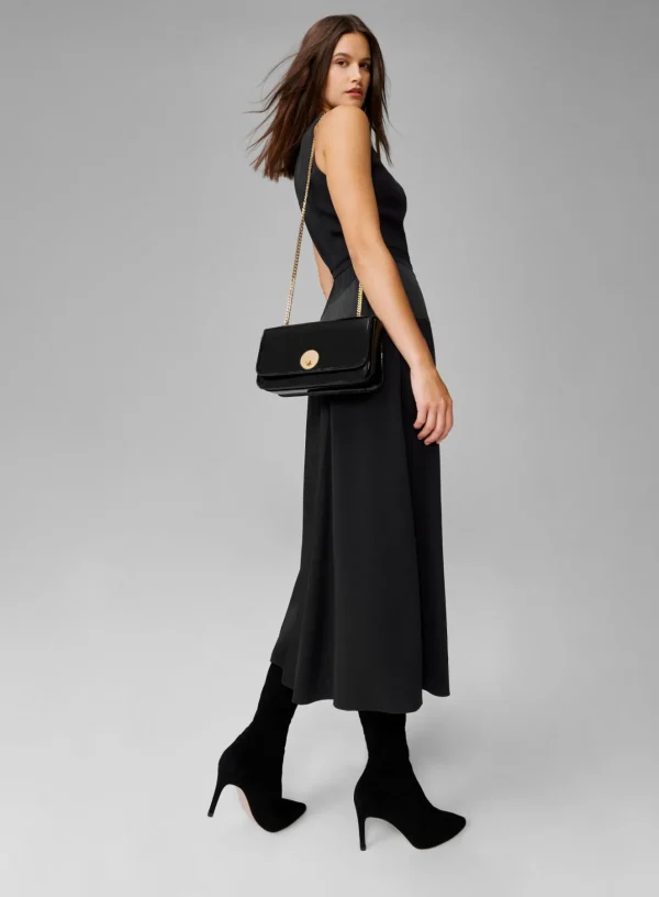 Jasper Conran Celia Leather Patent Chain Strap Evening Bag Outlet