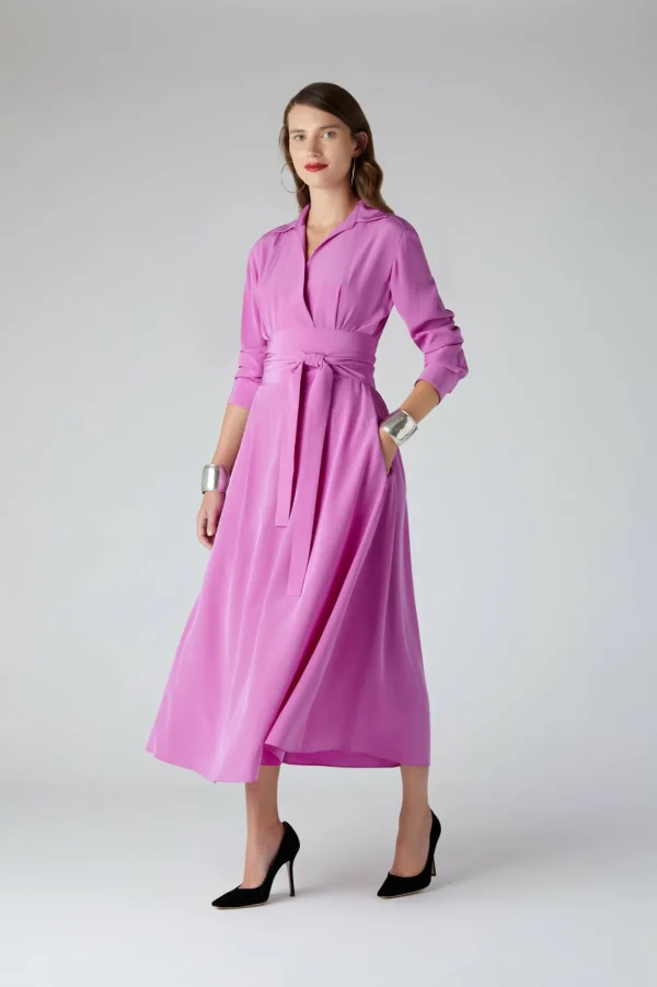 Jasper Conran Celia Silk Full Skirt Shirt Dress Flash Sale