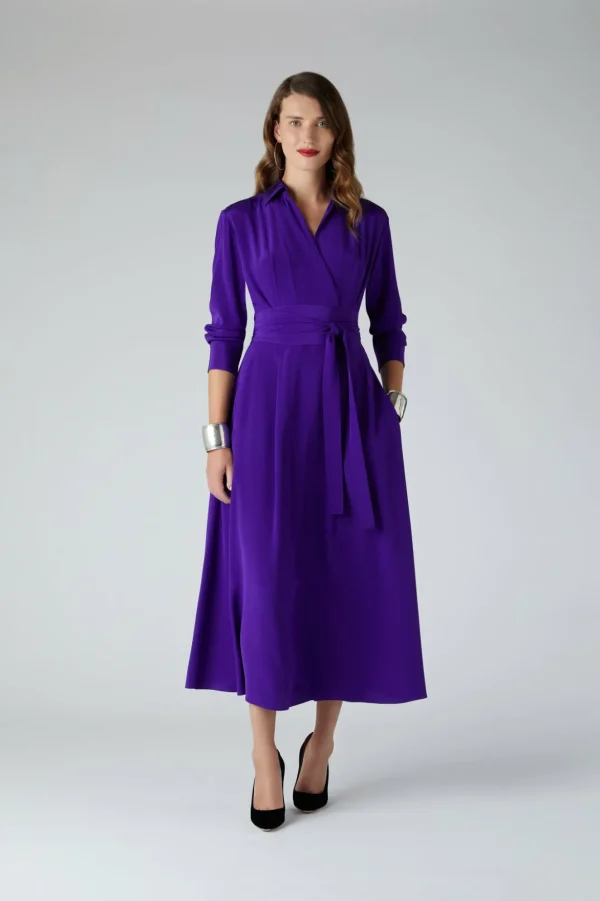 Jasper Conran Celia Silk Full Skirt Shirt Dress Flash Sale