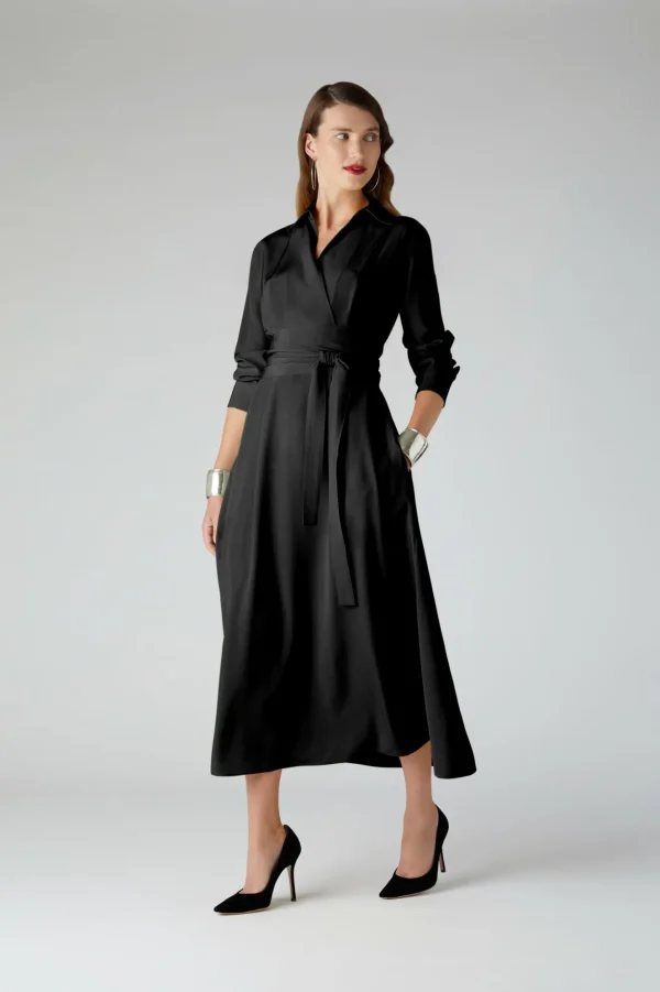 Jasper Conran Celia Silk Full Skirt Shirt Dress Flash Sale