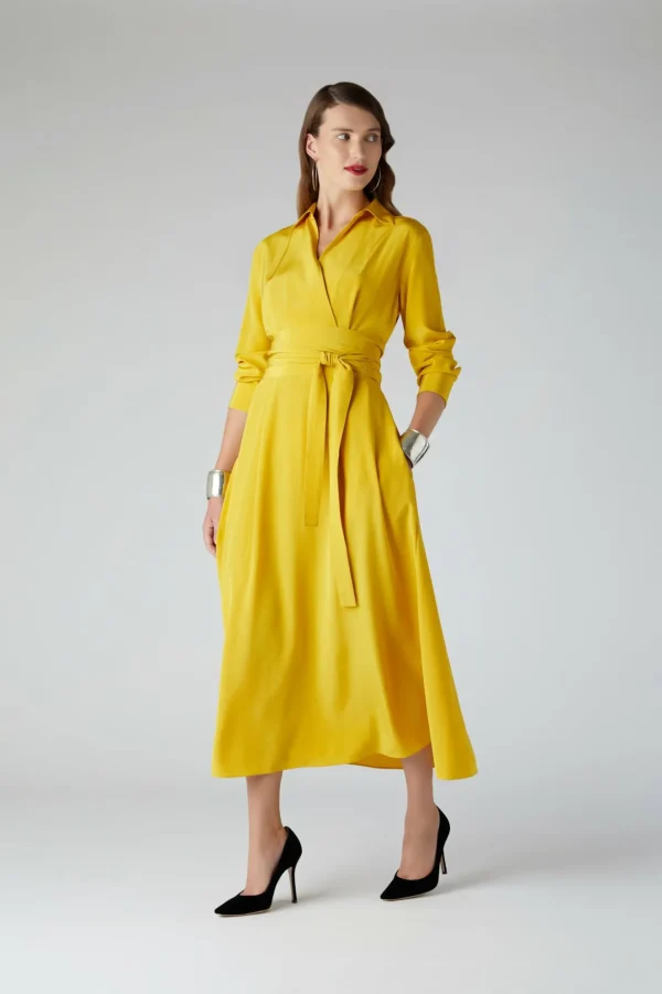 Jasper Conran Celia Silk Full Skirt Shirt Dress Flash Sale