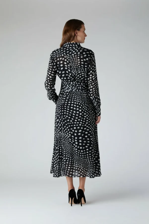 Jasper Conran Chloe Shirt Printed Georgette Dress Black Cheap