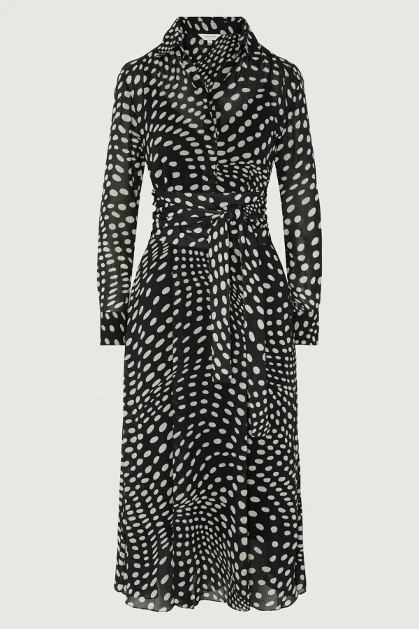 Jasper Conran Chloe Shirt Printed Georgette Dress Black Cheap