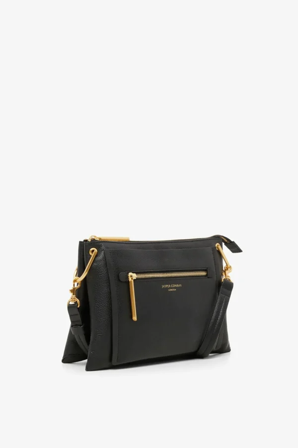 Jasper Conran Darcey Leather Triple Section Cross Body Black Cheap