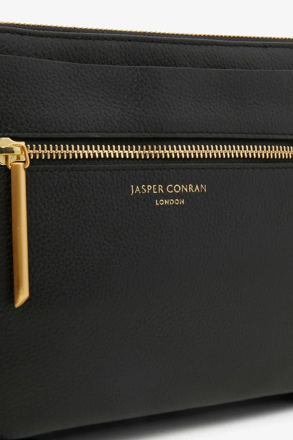 Jasper Conran Darcey Leather Triple Section Cross Body Black Cheap