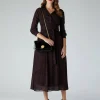 Jasper Conran Eden Printed Shirt Georgette Dress Choc Cheap