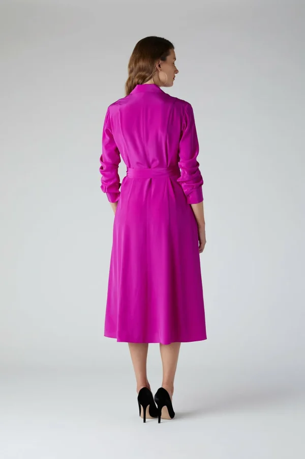 Jasper Conran Eliza Silk V Neck Dress Pink Discount