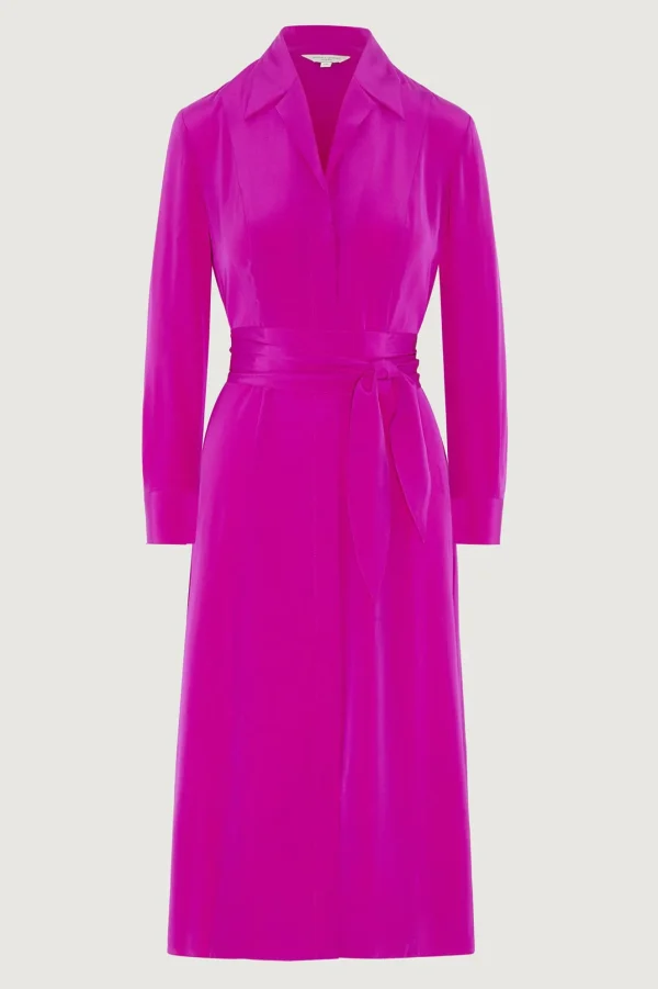Jasper Conran Eliza Silk V Neck Dress Pink Discount