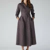 Jasper Conran Emma Full Skirt Printed Silk Wrap Dress Choc Floral Cheap