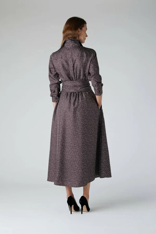Jasper Conran Emma Full Skirt Printed Silk Wrap Dress Choc Floral Cheap