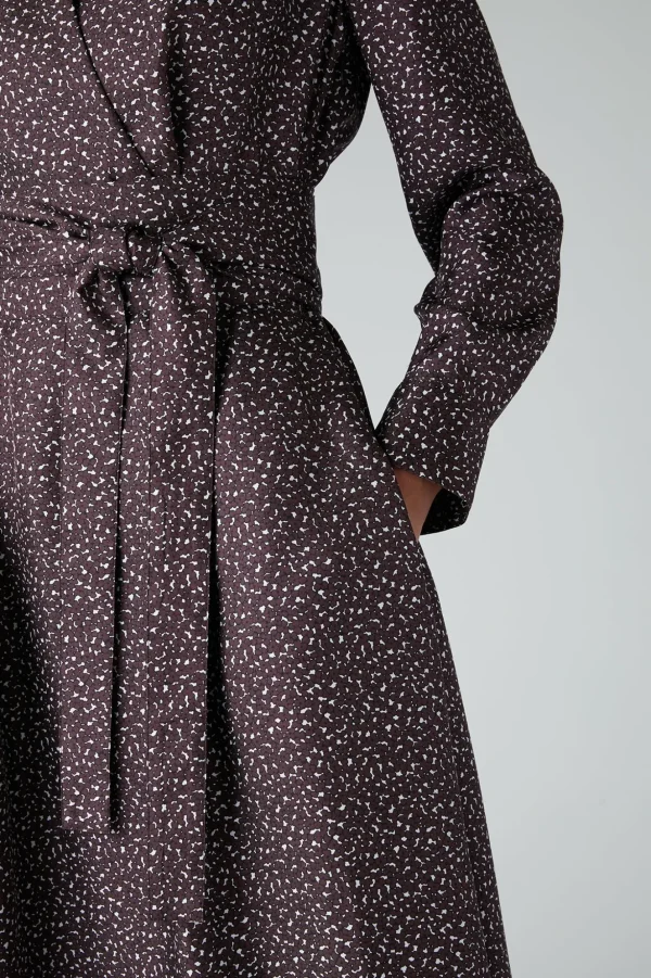 Jasper Conran Emma Full Skirt Printed Silk Wrap Dress Choc Floral Cheap
