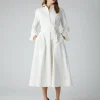 Jasper Conran Esme Cord Full Skirt Shirt Dress Winter White Shop