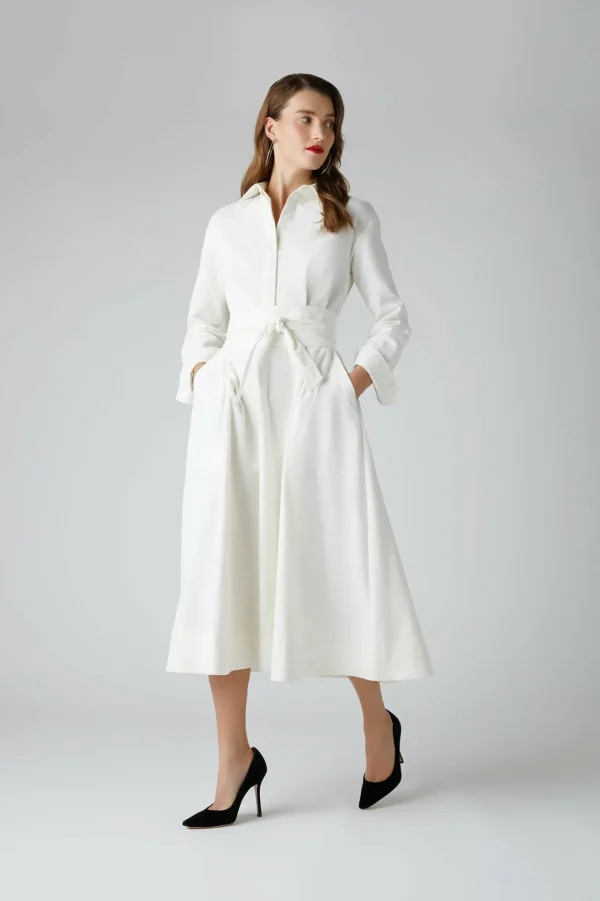 Jasper Conran Esme Cord Full Skirt Shirt Dress Winter White Shop