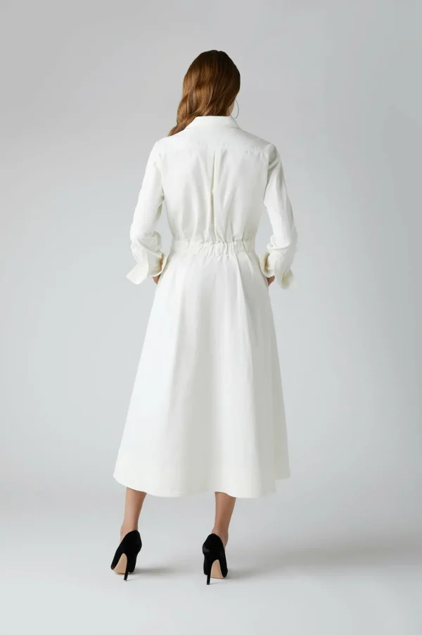 Jasper Conran Esme Cord Full Skirt Shirt Dress Winter White Shop