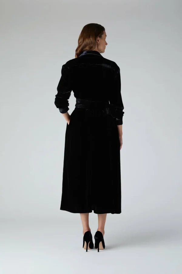 Jasper Conran Eve Silk-Blend Velvet Shirt Dress Black Cheap