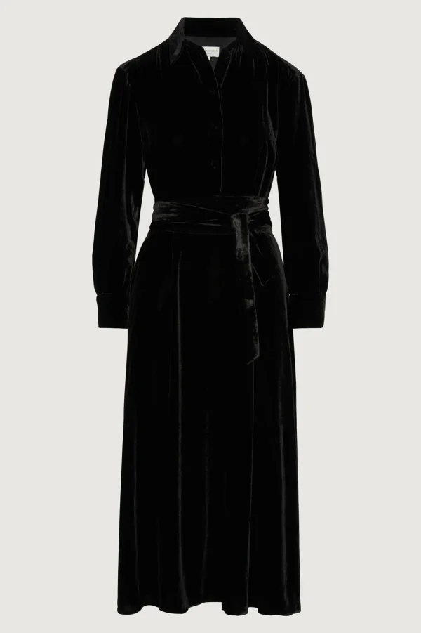 Jasper Conran Eve Silk-Blend Velvet Shirt Dress Black Cheap