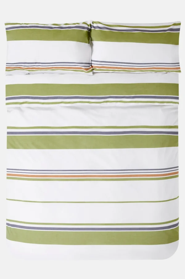 Jasper Conran Multi Stripe Percale Duvet Set Spinach Sudan Peacoat Stripe New